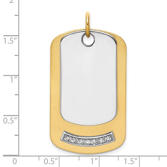 14K Yellow 40x24 Dog Tag  .027" 14K White 30x18 Dog Tag .027" Mounting