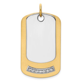 14K Yellow 40x24 Dog Tag  .027" 14K White 30x18 Dog Tag .027" Mounting