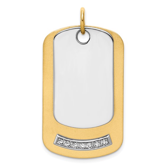 14K Yellow 40x24 Dog Tag  .027" 14K White 30x18 Dog Tag .027" Mounting