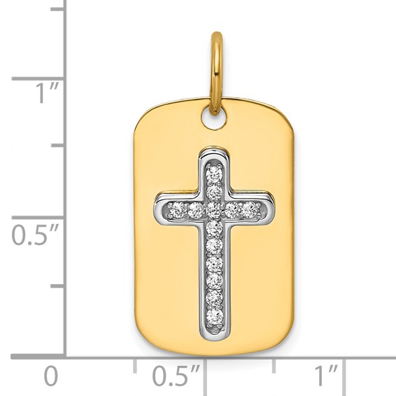 14K Yellow 24x14.4 Dog Tag  14K White 11.17mm Cross     13-1.5MM CZ Mountin