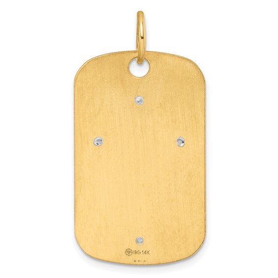 14K Yellow 32X19.2 Dog Tag  14K White 14.2mm Cross   18-1.5MM CZ  Mounting