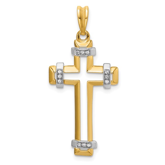 29.5x18mm Two Tone Diamond Cross Mounting
