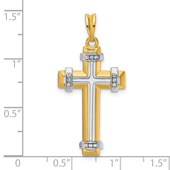 29.5x18mm Two Tone Diamond Cross Mounting