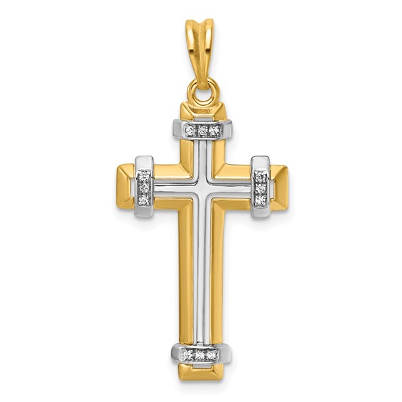 29.5x18mm Two Tone Diamond Cross Mounting