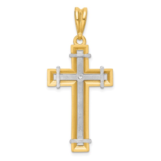 35.37x21.6 mm Two Tone Diamond Cross Mounting