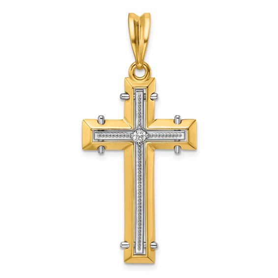 35.37x21.6 mm Two Tone Diamond Cross Mounting