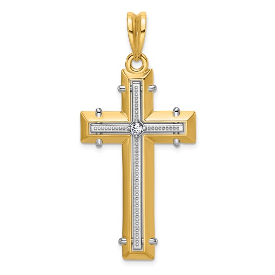 41.29x25.2 mm Two Tone Diamond Cross Mounting