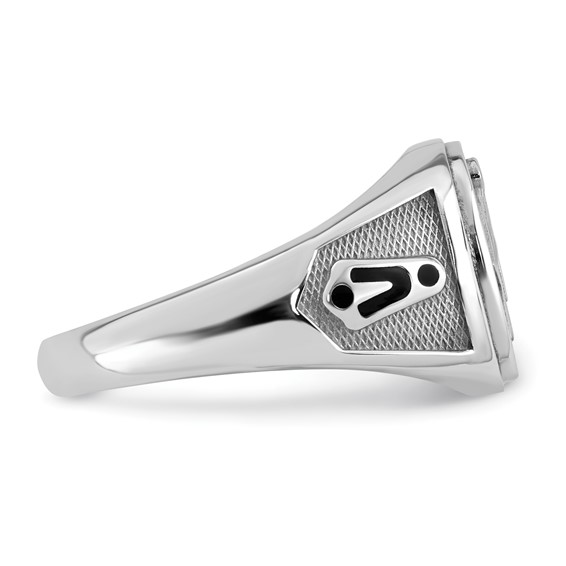 14K Two-tone IBGoodman Men's Black Enamel Masonic Compass Ring