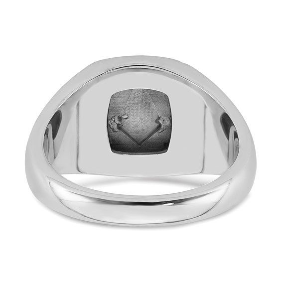 14K Two-tone IBGoodman Men's Black Enamel Masonic Compass Ring