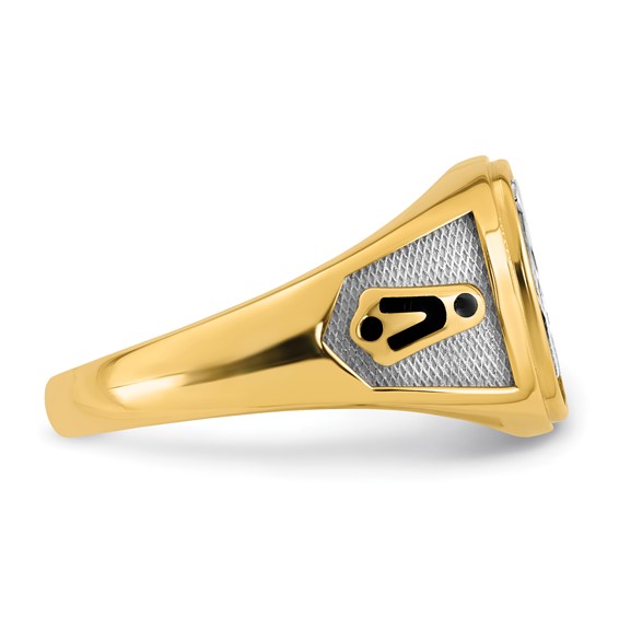 14K Two-tone IBGoodman Men's Black Enamel Masonic Compass Ring
