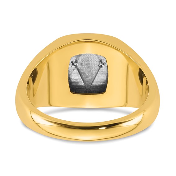 14K Two-tone IBGoodman Men's Black Enamel Masonic Compass Ring