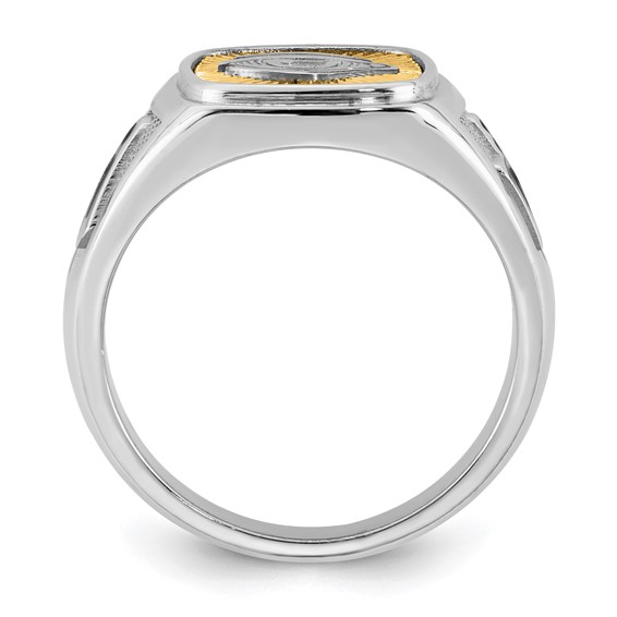 14K Two-tone IBGoodman Men's Black Enamel Masonic Eye Ring