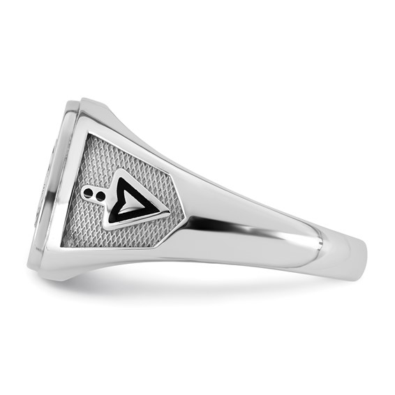 14K Two-tone IBGoodman Men's Black Enamel Masonic Eye Ring