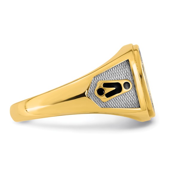 14K Two-tone IBGoodman Men's Black Enamel Masonic Eye Ring