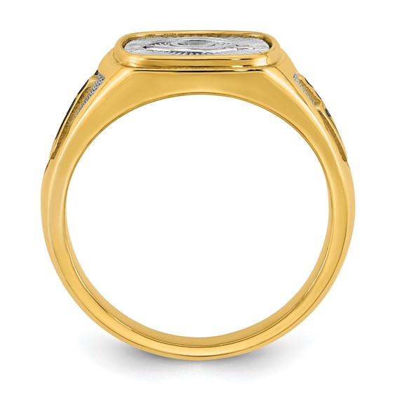 14K Two-tone IBGoodman Men's Black Enamel Masonic Eye Ring