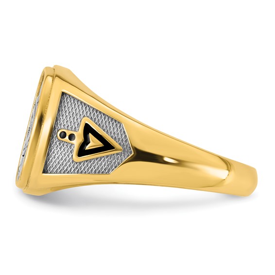 14K Two-tone IBGoodman Men's Black Enamel Masonic Eye Ring