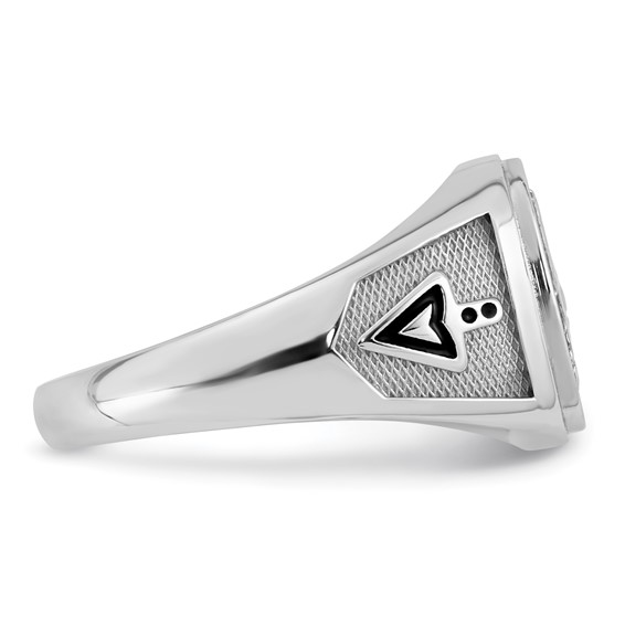 14K Two-tone IBGoodman Men's Black Enamel Sun Masonic Ring