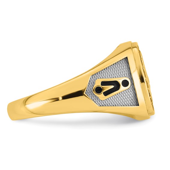 14K Two-tone IBGoodman Men's Black Enamel Sun Masonic Ring