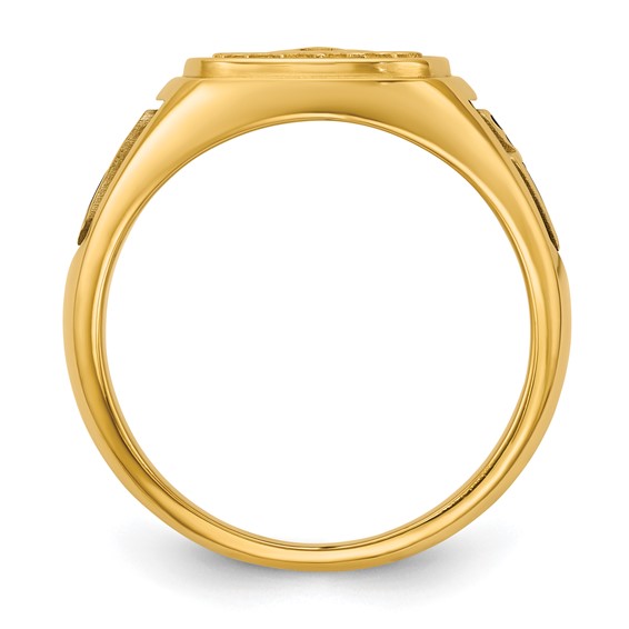 14K Two-tone IBGoodman Men's Black Enamel Sun Masonic Ring