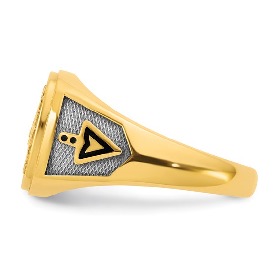 14K Two-tone IBGoodman Men's Black Enamel Sun Masonic Ring