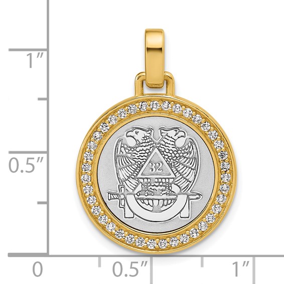 14K Two-tone IBGoodman Lab Grown Diamond Circle Masonic Pendant