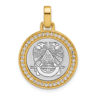 14K Two-tone IBGoodman Lab Grown Diamond Circle Masonic Pendant