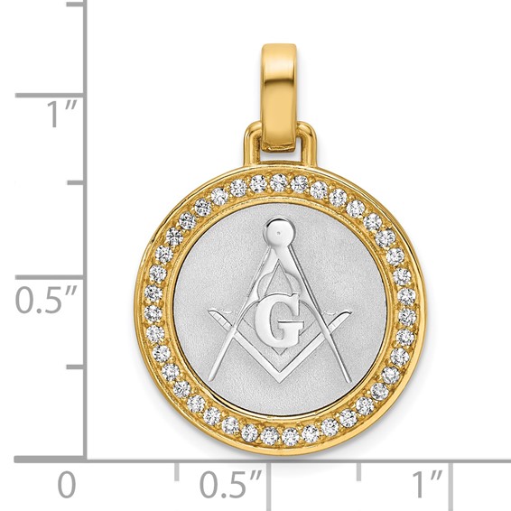 14K Two-tone IBGoodman Lab Grown Diamond Circle Masonic Pendant