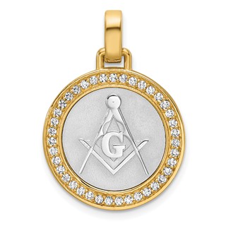 14K Two-tone IBGoodman Lab Grown Diamond Circle Masonic Pendant