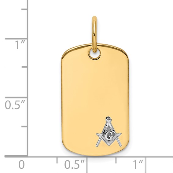 14k Two-tone Masonic Scale Dog Tag