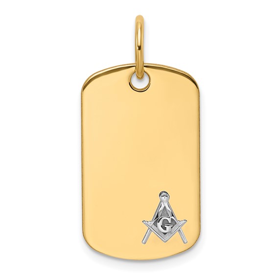 14k Two-tone Masonic Scale Dog Tag