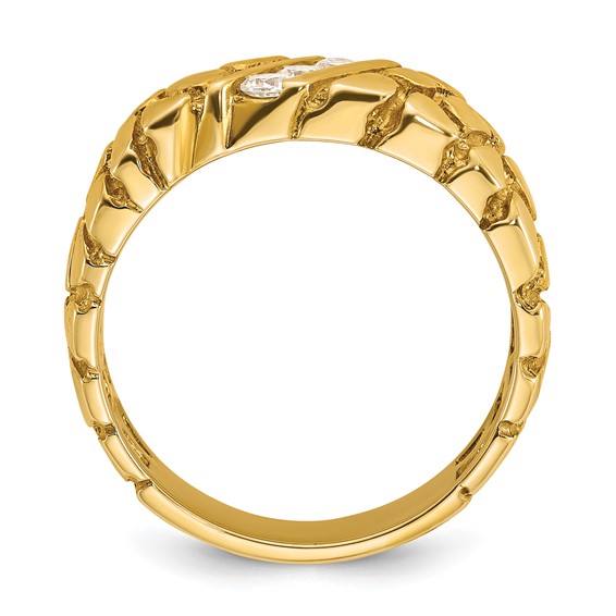 14k IBGoodman Men's Lab Grown Diamond VS+ F+ Nugget Complete Ring