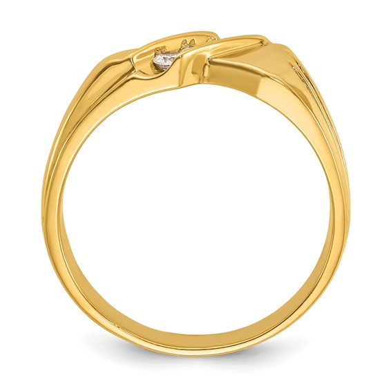 10k IBGoodman Men's Polished and Grooved 3-Stone Ring Mounting