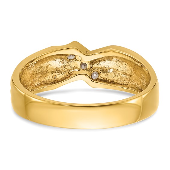 10k IBGoodman Men's Polished and Grooved 3-Stone Ring Mounting