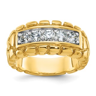 IB Goodman 14k Mens 1 carat Diamond 5-Stone Nugget Complete Ring