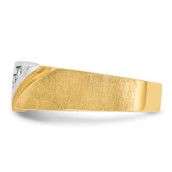 IBGoodman 14k Two-tone Men's Polished Satin and Grooved 4-Stone 1/4 Carat AA Quality Diamond Ring