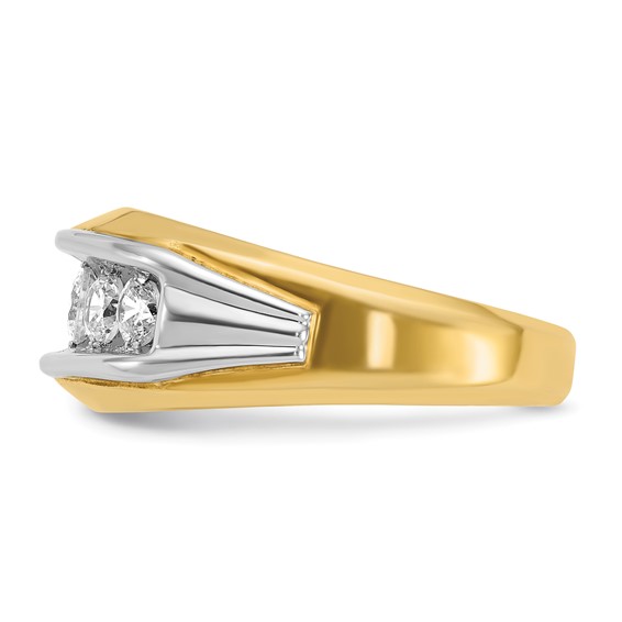IBGoodman 14k Two-tone Men's Polished and Grooved 5-Stone 1 Carat AA Quality Diamond Ring