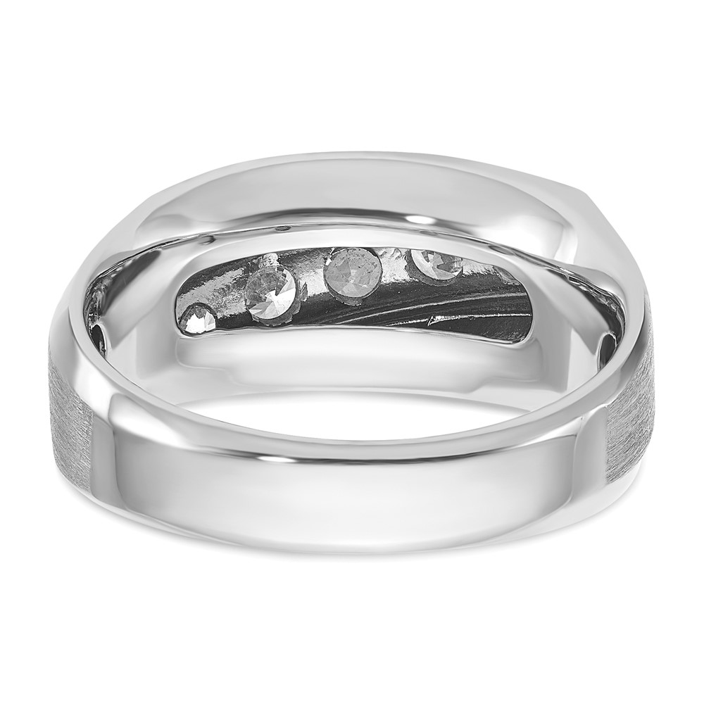 IBGoodman 14k White Gold Men's Polished and Satin 5-Stone 1 Carat AA Quality Diamond Ring (B63121-4WAA)