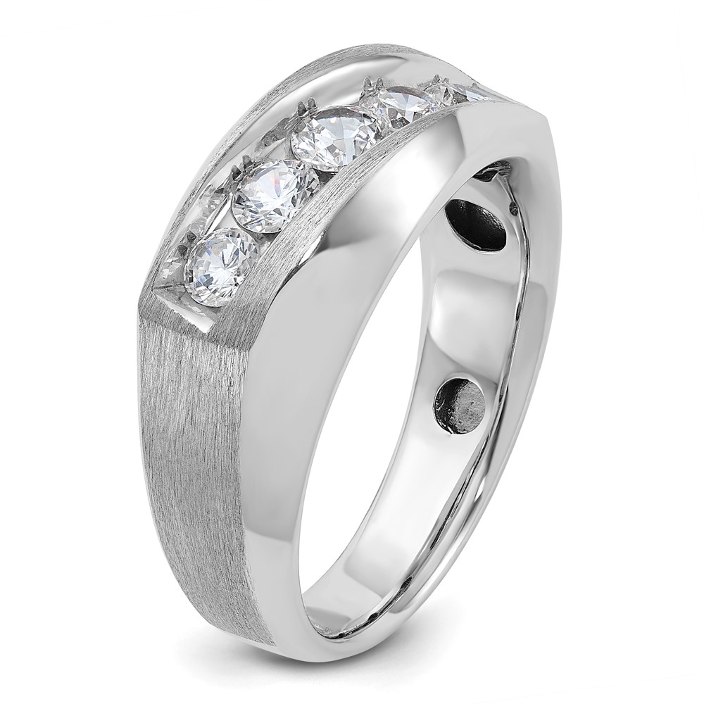 IBGoodman 14k White Gold Men's Polished and Satin 5-Stone 1 Carat AA Quality Diamond Ring (B63121-4WAA)
