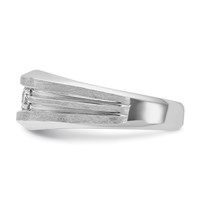 IBGoodman 14K White Gold 0.50 Carat Lab Grown Diamond VS SI+ G+ Three Stone Complete Polished and Satin Men's Ring view 3