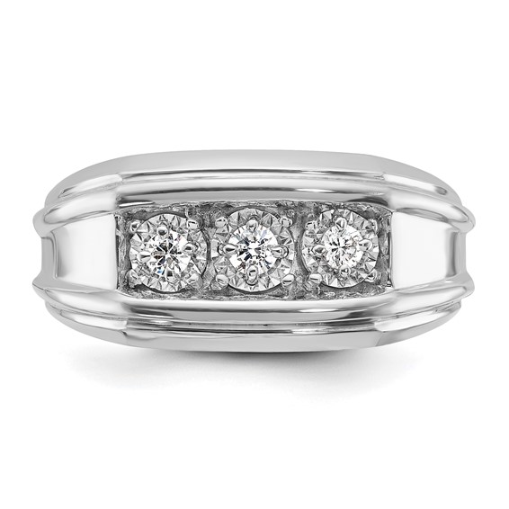 IB Goodman 14k White Gold Mens 3-Stone 1 carat Diamond Ring