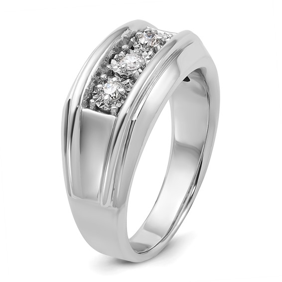 IB Goodman 14k White Gold Mens 3-Stone 1 carat Diamond Ring
