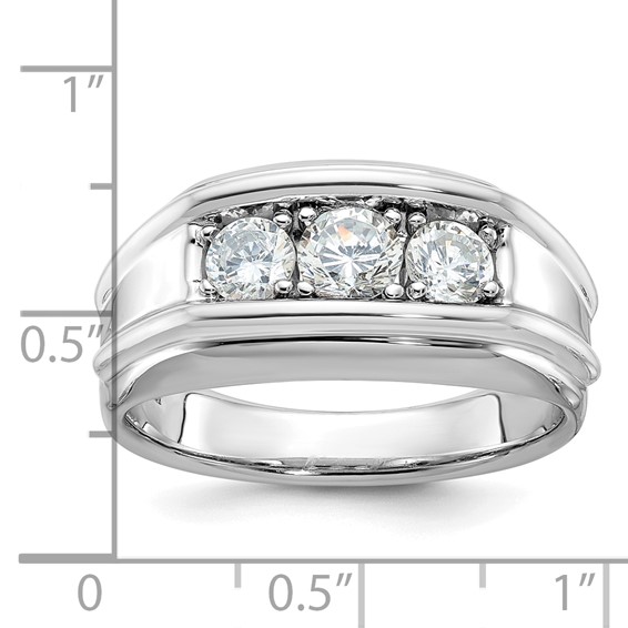 IB Goodman 14k White Gold Mens 3-Stone 1 carat Diamond Ring