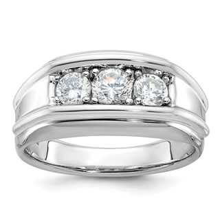 IB Goodman 14k White Gold Mens 3-Stone 1 carat Diamond Ring