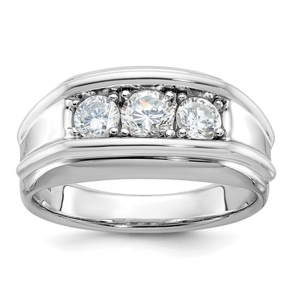 IB Goodman 14k White Gold Mens 3-Stone 1 carat Diamond Ring