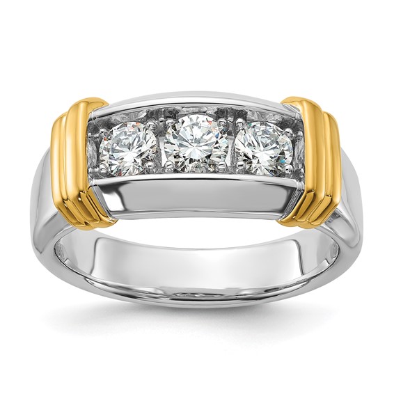 IBGoodman 14k Two-tone 1 carat Lab Grown Diamond VS/SI+ G+ Complete Men's Ring