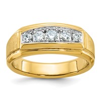 IBGoodman 14K Ring with White Rhodium 0.50 Carat Lab Grown Diamond VS SI+ G+ Complete Polished and Satin Five Stone Men's view 1