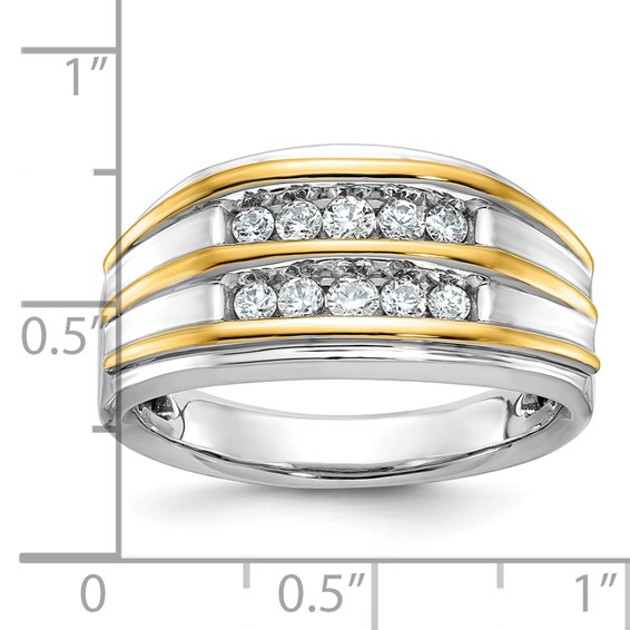 IBGoodman 14k Two-tone Men's Polished 2-Row 1/2 Carat AA Quality Diamond Ring