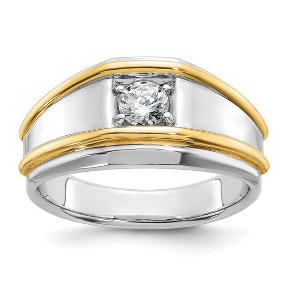 IBGoodman 14k Two-tone 1/2 carat Lab Grown Diamond VS/SI+ G+ Complete Polished Men's Ring
