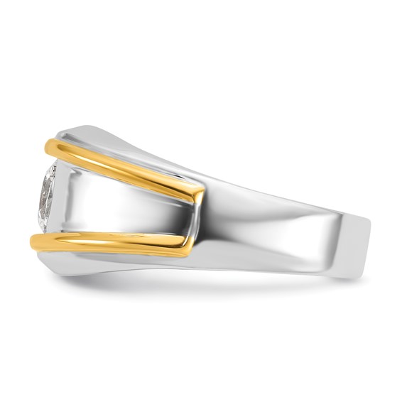 IBGoodman 14k Two-tone 1 carat Lab Grown Diamond VS/SI+ G+ Complete Polished Men's Solitaire Ring