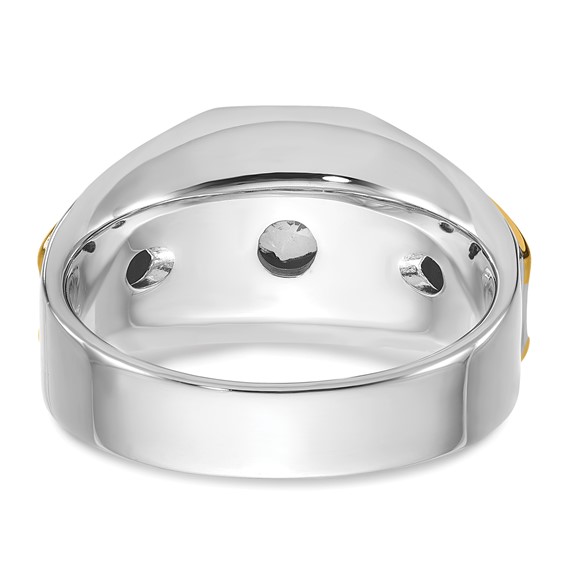 IBGoodman 14k Two-tone 1 carat Lab Grown Diamond VS/SI+ G+ Complete Polished Men's Solitaire Ring